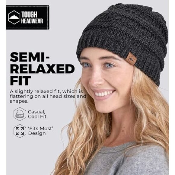 Cable Knit Slouchy Beanie Winter Hat Acrylic Warm Itch-Free - Picture 5 of 8